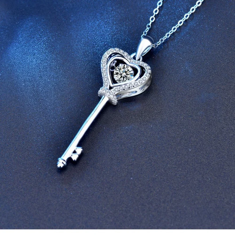 Certified 1/2ct. t.w. Diamond Moissanite Dancing Key Necklace NEW - Picture 6 of 11